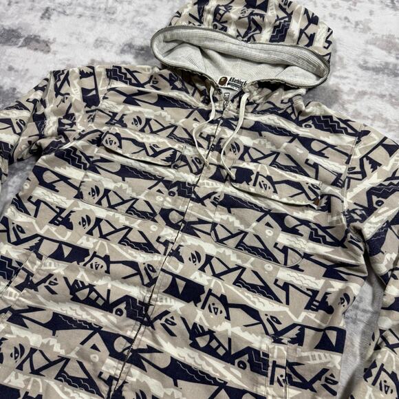 Authentic Bape 2000’s Tribal Camo Waffle Thermal Full Zip Hoodie M - Picture 2 of 6